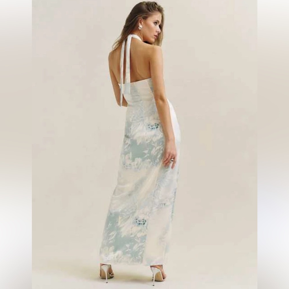 NWT Reformation Kavi Satin Floral Dress in Halo Size 8 - Picture 5 of 15